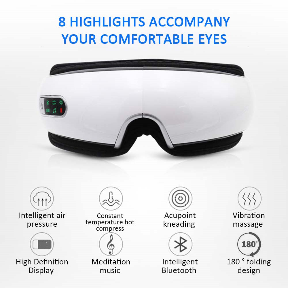 Smart Eye Massager: with Air Pressure, Vibration, Hot Compress, Music, Bluetooth, Eye Relax