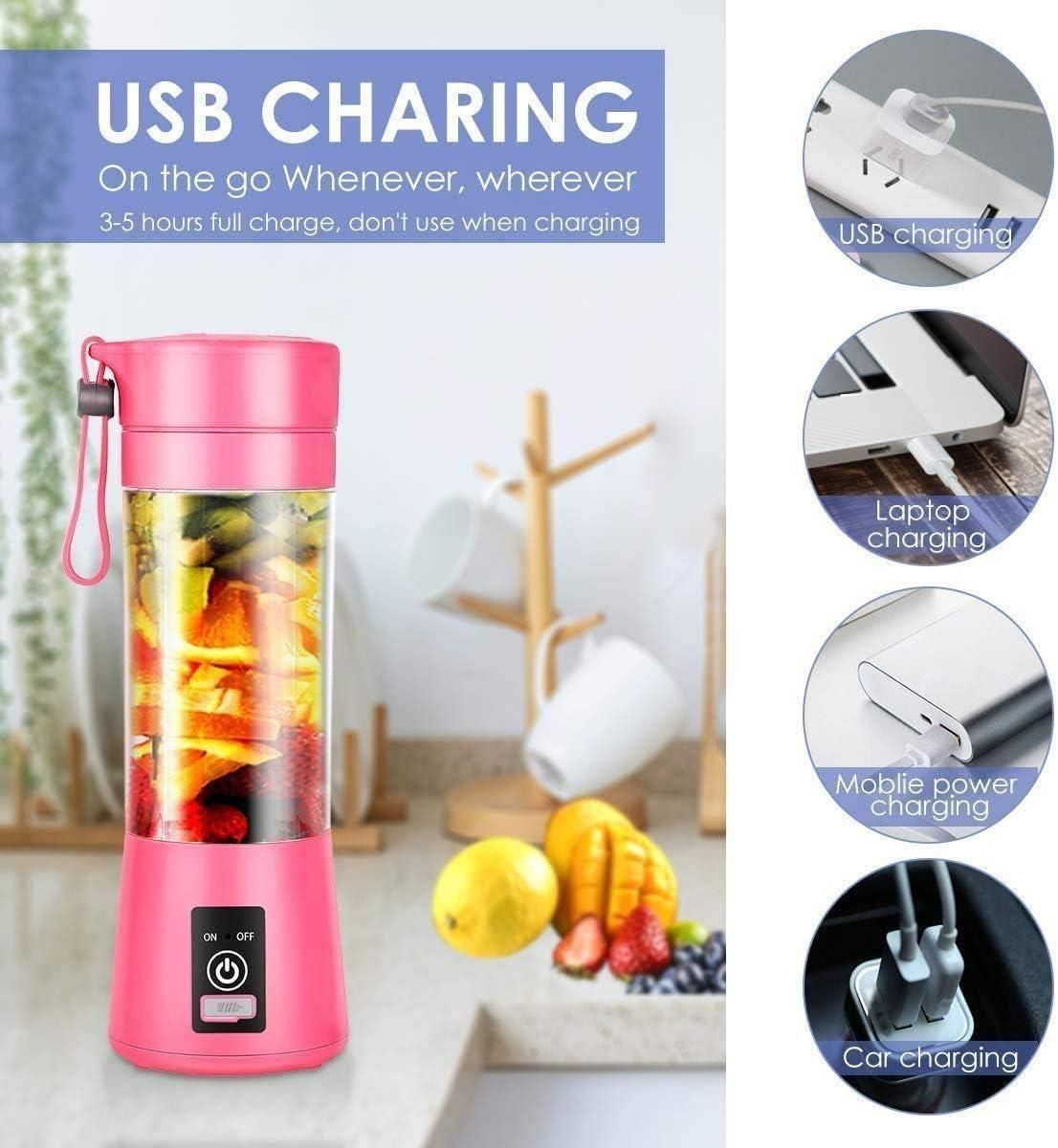 Portable USB Rechargeable Electric 6 Blade Mini Blender Juice Maker Mixer