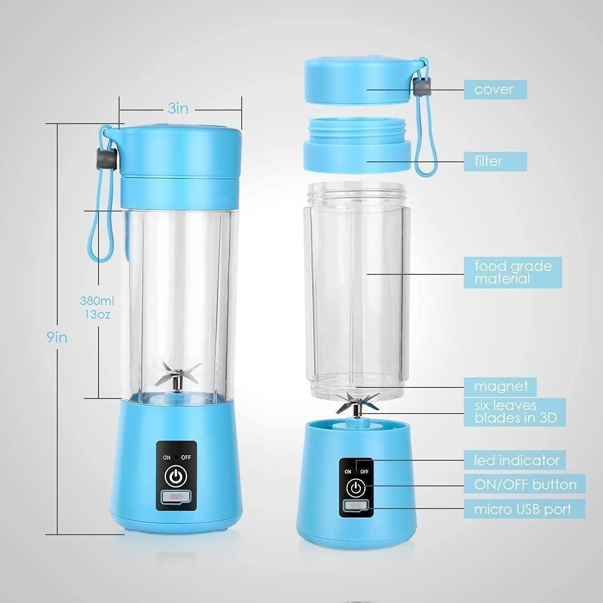 Portable USB Rechargeable Electric 6 Blade Mini Blender Juice Maker Mixer